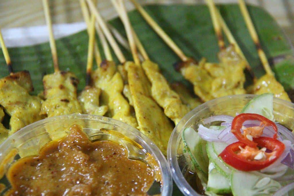 satay floating market near Bangkok Thailand