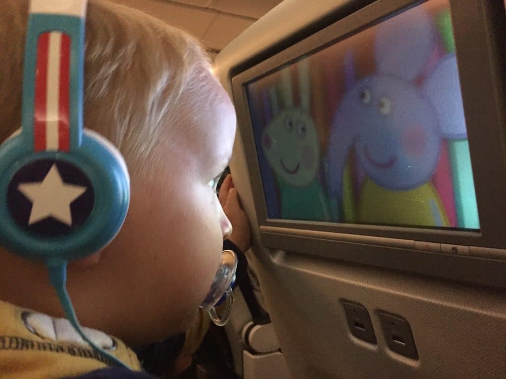 Toddler headphones on plane