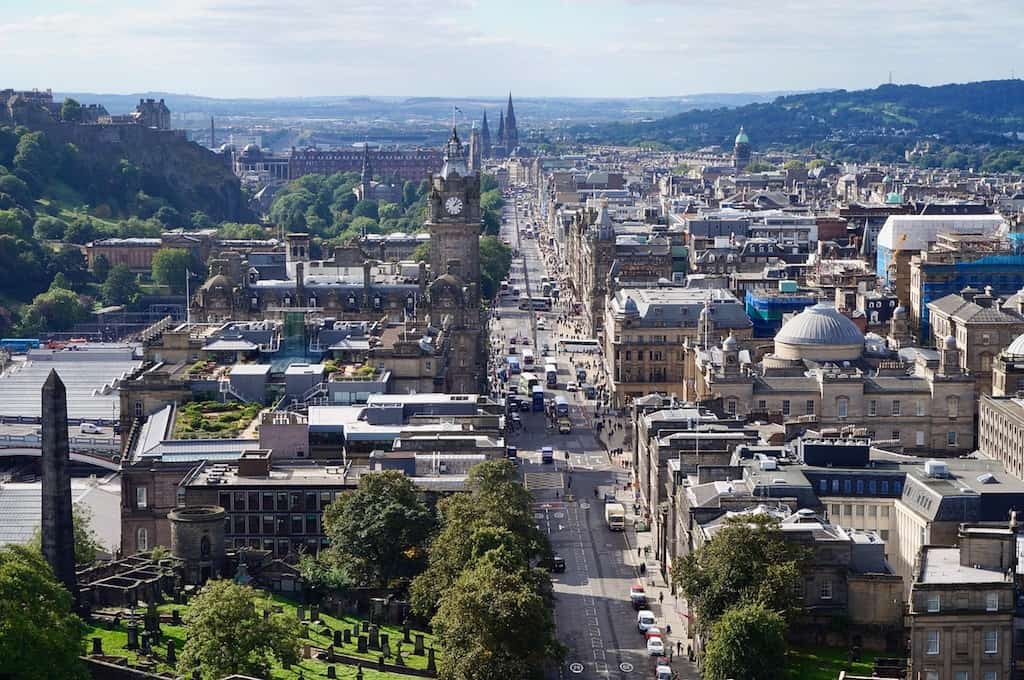 Aerial view of Edinburgh city centre