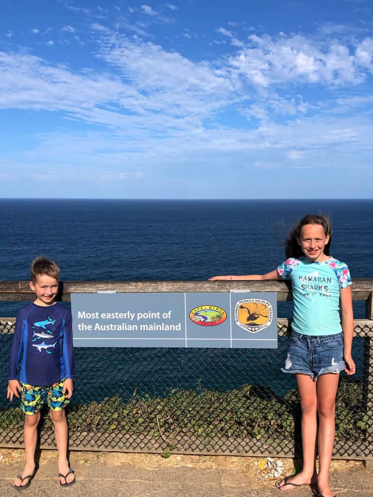 Two children at the Most Easterly Point of the Australian Mainland