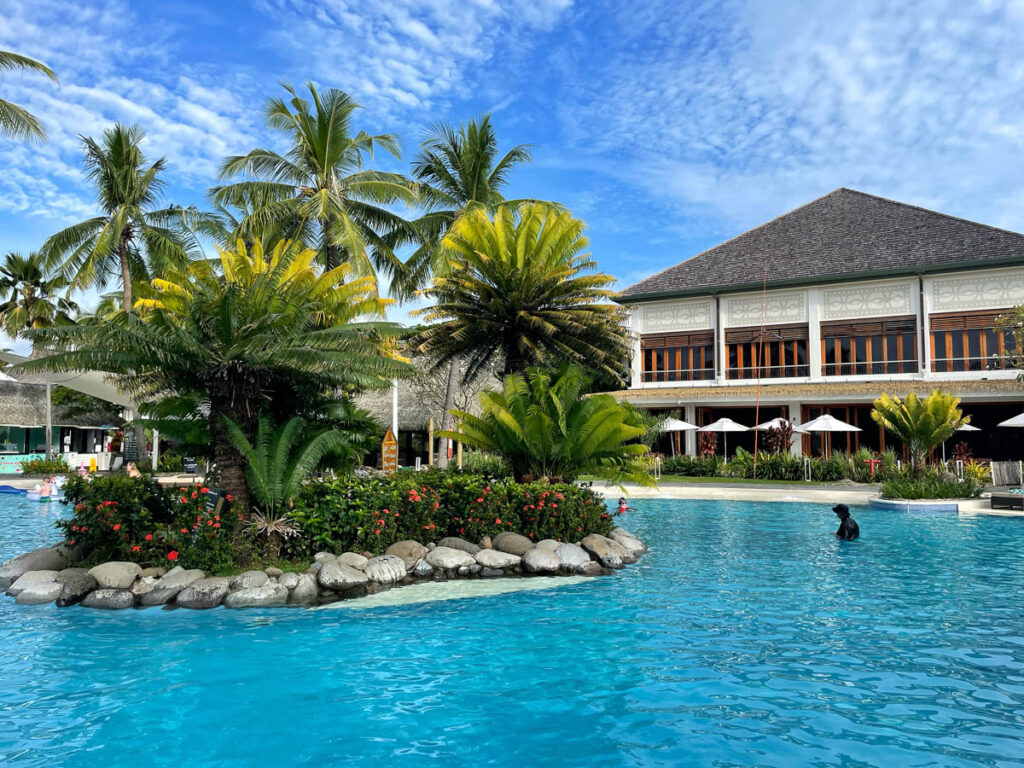 Swimming pool at a family friendly resort in Fiji.