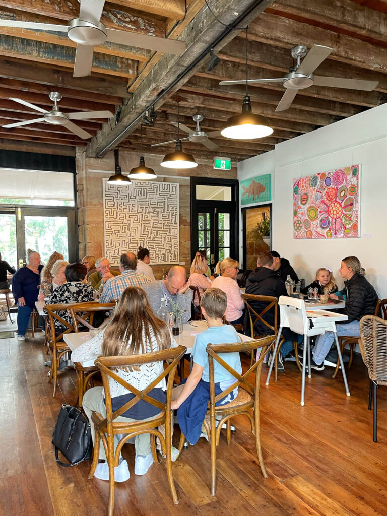 Interior of Savannah on Swan Morpeth with people eating breakfast