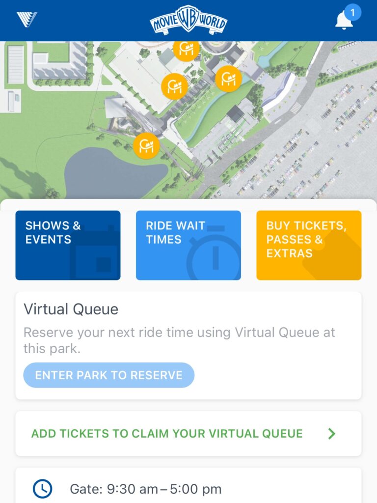 Screenshot of Village Theme Parks app