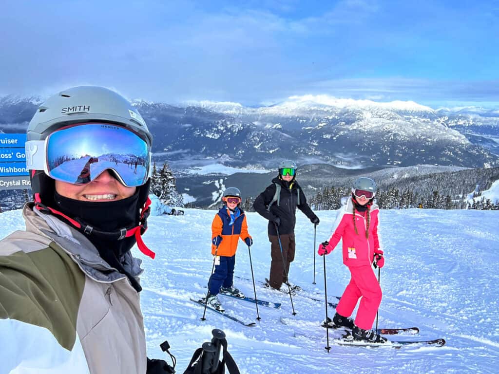 Family skiing in Whistler.
