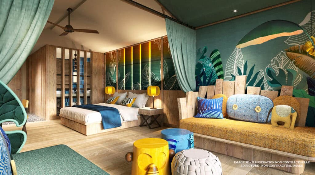 Illustration of bedroom at Club Med Borneo.