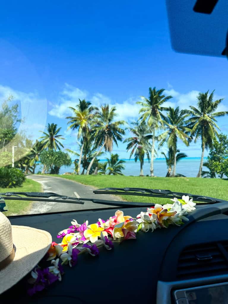 View from the car in the Cook Islands.