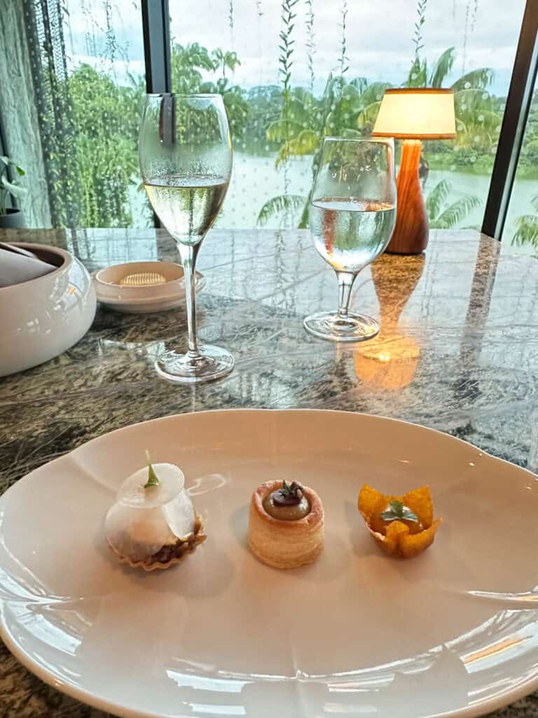 Platter of appetisers at Forage restaurant Mandai Rainforest Resort.
