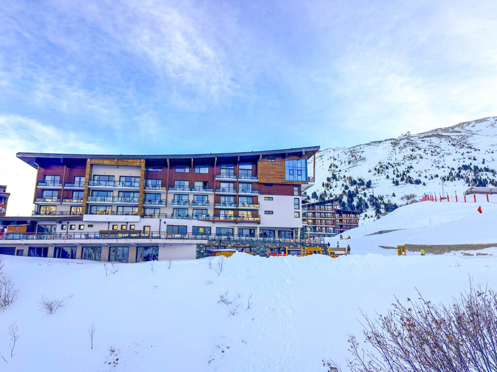 Hotel on the slopes in Les Arcs, France.